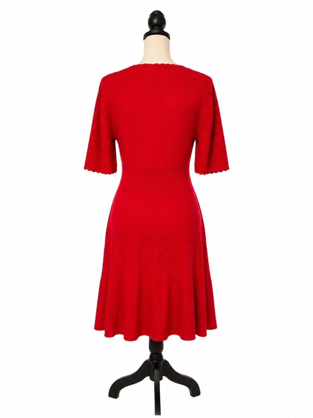 Etcetera Red Scallop-Neck Fit & Flare Mini Dress - Picture 3 of 5